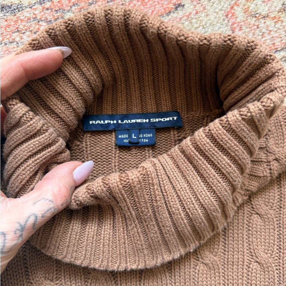 Ralph Lauren Brown Cable Knit Turtleneck Sweater - Picture 3 of 6